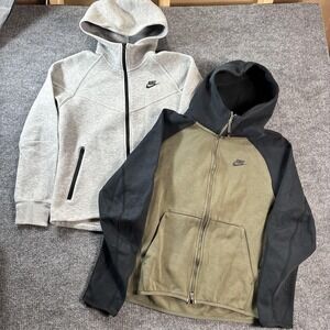 Nike Hoodies Mens Medium Gray Black Olive Full Zip Fleece Sweatshirt Lot 2